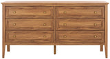 Safavieh Sondra 6 Drawer Dresser Oak / Gold 63" x 18.5" x 33.4"