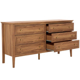 Safavieh Sondra 6 Drawer Dresser Oak / Gold 63" x 18.5" x 33.4"