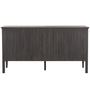 Safavieh Sondra 6 Drawer Dresser Distressed Black / Gold 63" x 18.5" x 33.4"