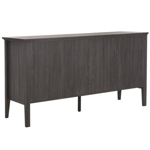 Safavieh Sondra 6 Drawer Dresser Distressed Black / Gold 63" x 18.5" x 33.4"