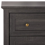 Safavieh Sondra 6 Drawer Dresser Distressed Black / Gold 63" x 18.5" x 33.4"