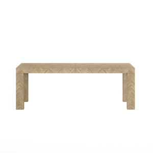 A.R.T. Furniture Garrison Rectangular Dining Table With Herringbone Pattern, Extends 86"-106", Seats 10 Comfortably Brown Parawood Solids With Ash Embossing,White Oak Veneers 322220-1302