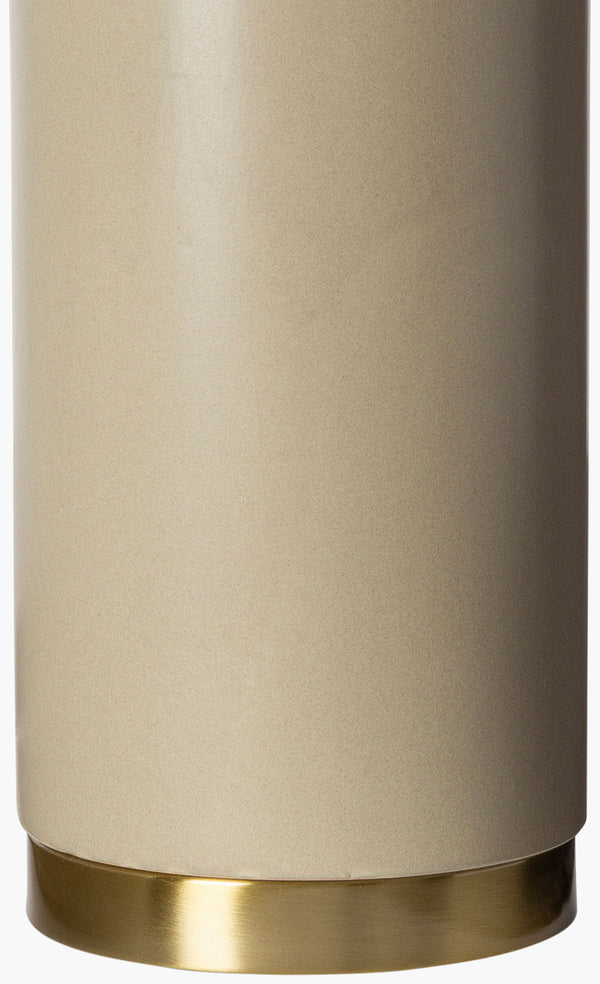 Surya Darius Elegant 27" Ceramic Accent Table Lamp With White Linen Shade - Perfect For Any Decor Style! Body, Beige,Base, Gold,Shade, White,Finial, Metallic ,Nickel,Harp, Metallic ,Nickel,Cord, Translucent Ceramic,Iron,Linen,Polyester,Iron Dru-001
