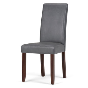 English Elm Acadian Parson Dining Chair Set Of 2 - Elegant Stone Grey Vegan Leather With Solid Wood Legs B136P159797