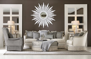 A.R.T. Furniture Giovanna Bezel Matching Chair - Luxurious European Design With Down-filled Cushions & Rich Glam Finish White, Silver  509503-5727ab