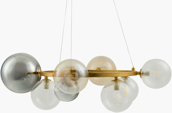 Surya Dreux Art Deco Iron and Glass Chandelier for Dining Rooms or Open Living Spaces DRX-001
