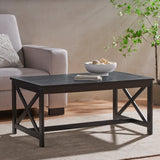 Christopher Knight Home® - Noble House - Nester Indoor Farmhouse Black Finished Acacia Wood Coffee Table