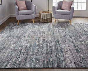 Feizy Rugs Conroe Hand-knotted Wool And Viscose Abstract Rug – Luxurious Modern Art For Your Home Décor Blue,Gray Wool,Viscose Cro6823fmlt000g50