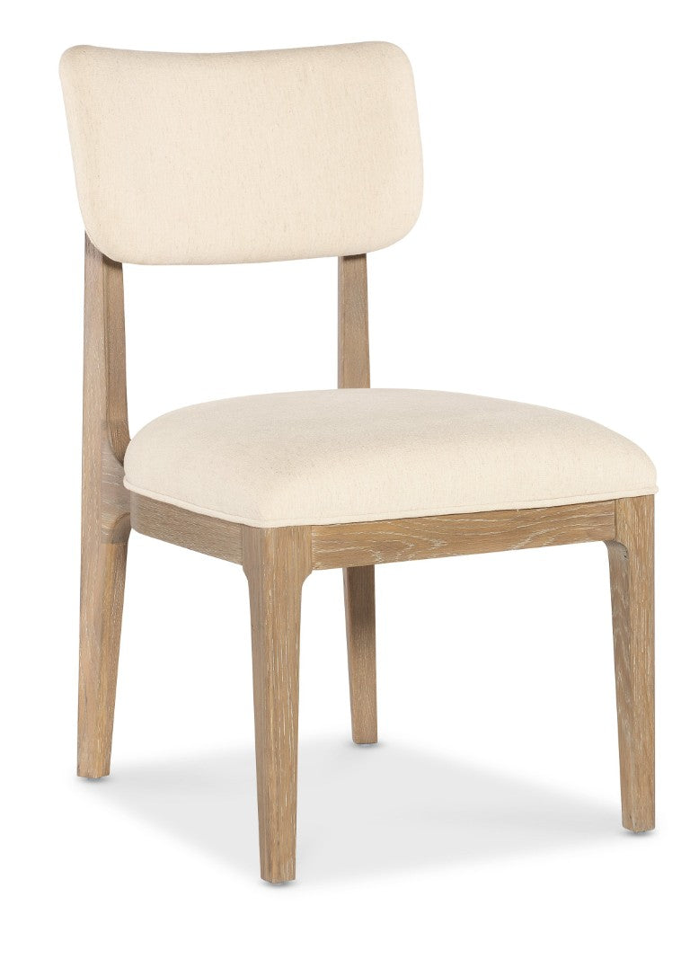 Hooker Furniture Banyon Banyon Bay Upholstered Side Chair — Klismos Curved Back, Levi Oyster Comfort, Desert Oak Rustic Finish 6081-75410-82