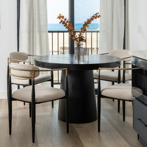 VIG Furniture Desoto Modern Concrete Round Table With Tapered Pedestal — Sculptural, Weather-Resistant Centerpiece For Four Black Dining Table VGGR-630510-BLK
