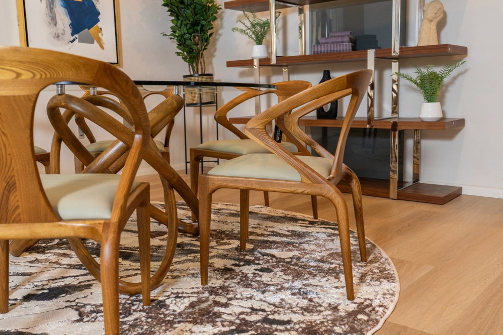 VIG Furniture Campbell Walnut Dining Chair With Vegan Leather Upholstery, Mid‑Century Sculpture And Comfort VGCSCH-9808A