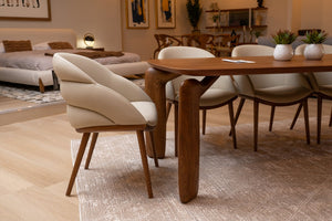VIG Furniture Michael Beige Vegan Leather Dining Chair With Curved Foam Seat & Walnut Ash Legs, Fully Assembled VGCS-CH-23010-BGE