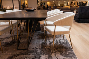 VIG Furniture Claudine Modern Light Grey Bouclé Dining Chair With Antique Brass Legs, Low-Back Comfort Seat VGGAGA-6214CH-1-LTGRY-4