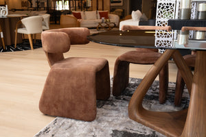 VIG Furniture Bergman Modern Velvet Upholstered Accent Chair With Asymmetric Back, Iron Frame & Plush Foam Comfort Brown Dining Chair VGEUMC-7513CH-DECENT-004