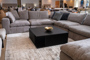 VIG Furniture Alpine Black Ash Mid-Century Square Coffee Table With Double-Tier Display, Louvered Sides, Ready-To-Use VGDW-J5895-BLK
