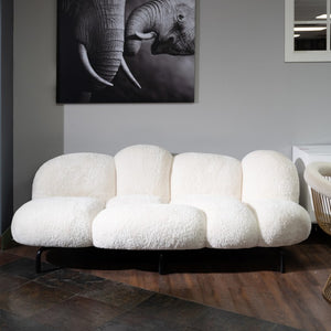 VIG Furniture Glaster Plush White Sherpa 88" Bubble Sofa — Sculptural Contemporary Design, Cozy Luxe Seating VGODZW-20036-WHT-S