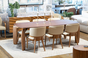 VIG Furniture Michael Mid-Century Walnut Dining Table — Solid Ash Legs, Rounded Rectangular Top, Seats 6, Warm Finish VGCS-DT-22067