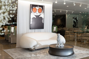 VIG Furniture Fortune Contemporary White Fabric Sofa With Sculptural Rounded Arms & Stainless Steel Ball Legs VGFA-SF2002-1-WHT