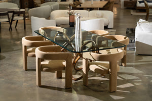VIG Furniture Mason Sculptural Glass & Walnut Dining Table With Tempered 94" Top And Intersecting Ash Base VGCSDT-16092