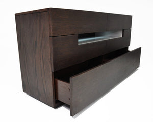 VIG Furniture Ceres Contemporary Brown Oak Dresser With Led Cubby, Soft-Close Drawers, Modern Grey Accent Finish VGWCCG05D-WNG