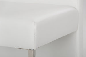 VIG Furniture Misha Contemporary White Leatherette Dining Chair With Ergonomic Extended Back & Chrome L-Shaped Base VGUN0099-1