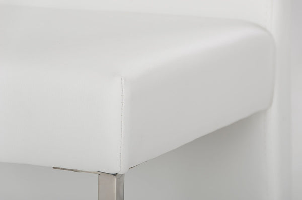 VIG Furniture Misha Contemporary White Leatherette Dining Chair With Ergonomic Extended Back & Chrome L-Shaped Base VGUN0099-1
