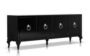 VIG Furniture Bellagio Black Crocodile Lacquer Buffet With Chrome Ring Handles, Orange Lined Storage, 93"W VGUNRC107-240