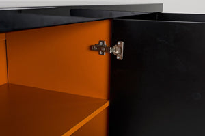 VIG Furniture Bellagio Black Crocodile Lacquer Buffet With Chrome Ring Handles, Orange Lined Storage, 93"W VGUNRC107-240