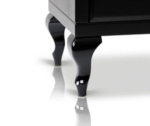 VIG Furniture Bellagio Black Crocodile Lacquer Buffet With Chrome Ring Handles, Orange Lined Storage, 93"W VGUNRC107-240