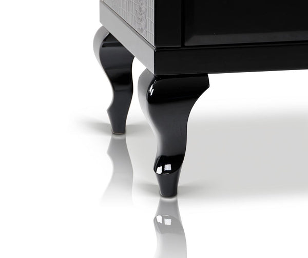 VIG Furniture Bellagio Black Crocodile Lacquer Buffet With Chrome Ring Handles, Orange Lined Storage, 93"W VGUNRC107-240