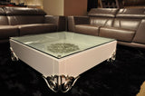 VIG Furniture LS538 Emma Modern White Coffee Table w/ Glass Top VGDVEMMACOFFEE