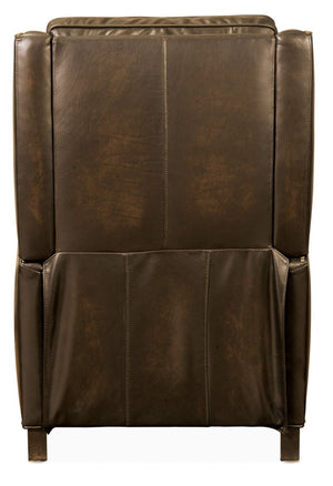 Hooker Furniture Kerley Handcrafted Push-Back Recliner In Sarzana Top-Grain Leather With Dark Walnut Base For Comfort Brown RC260-PB-086