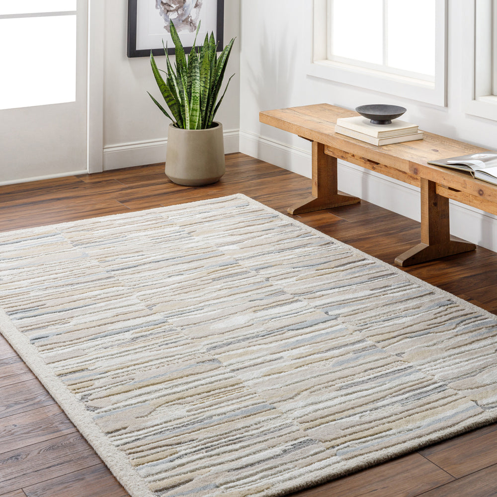 Dreamscape DSP-2300 9' x 12' Handmade Rug DSP2300-912  Warm Grey, Ash, Light Silver, Light Grey, Pewter, Khaki Surya