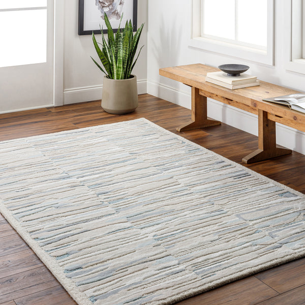 Dreamscape DSP-2301 9' x 12' Handmade Rug DSP2301-912  Ash, Light Silver, Pale Slate, Metallic - Silver, Pewter Surya