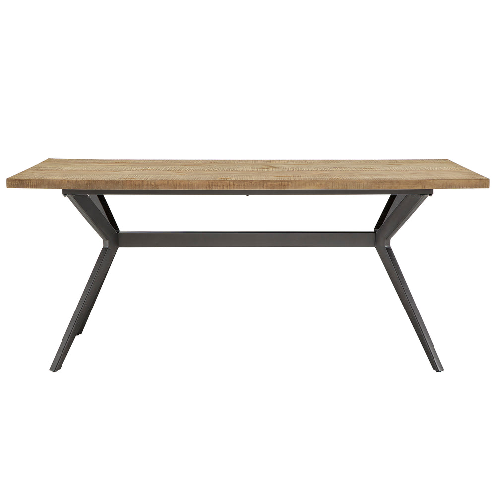 Homelegance By Top-Line Amala Wood Finish and Black Metal Base Dining Table Light Pine Veneer