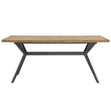 Homelegance By Top-Line Amala Wood Finish and Black Metal Base Dining Table Light Pine Veneer