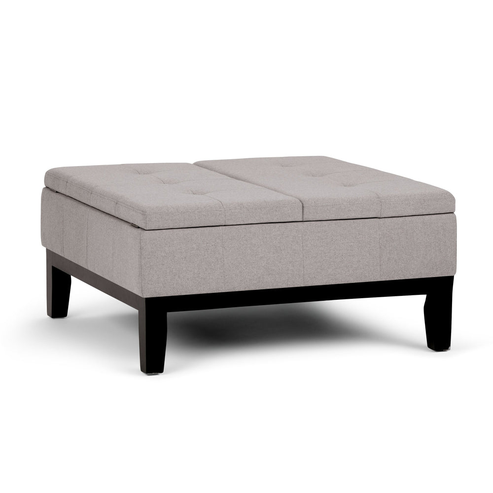 English Elm Dover Square Coffee Table Ottoman - Cloud Grey Linen Storage Piece For Modern Living Rooms & More B136P159049