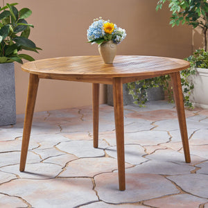 English Elm Stamford Solid Acacia Outdoor Square Dining Table Seats Four with Gray Modern Finish 63119.00