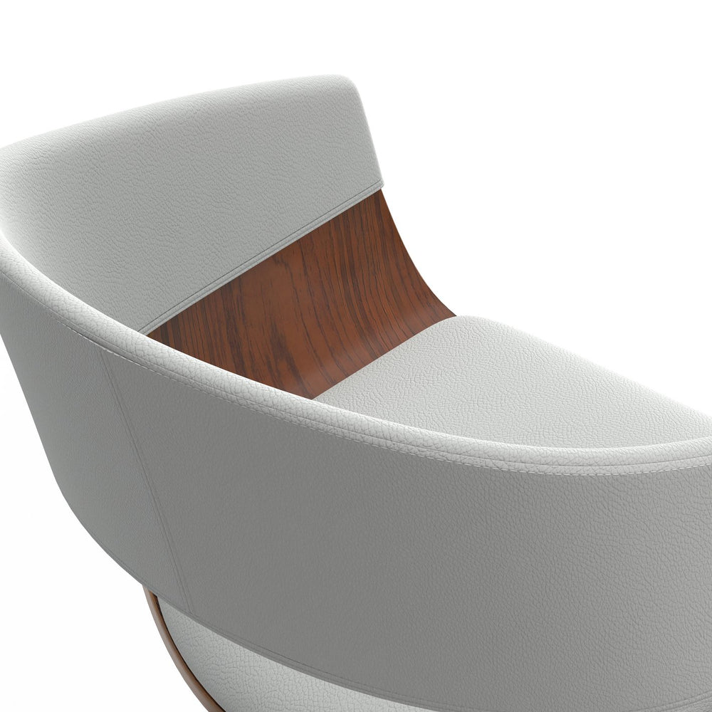 English Elm Lowell - Mid-Century Modern Adjustable Swivel Bar Stool In White Vegan Leather & Chrome Base B136P158835