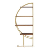 Homelegance By Top-Line Fonsie Natural Finish Gold Metal Half Moon Bookcase Gold Metal