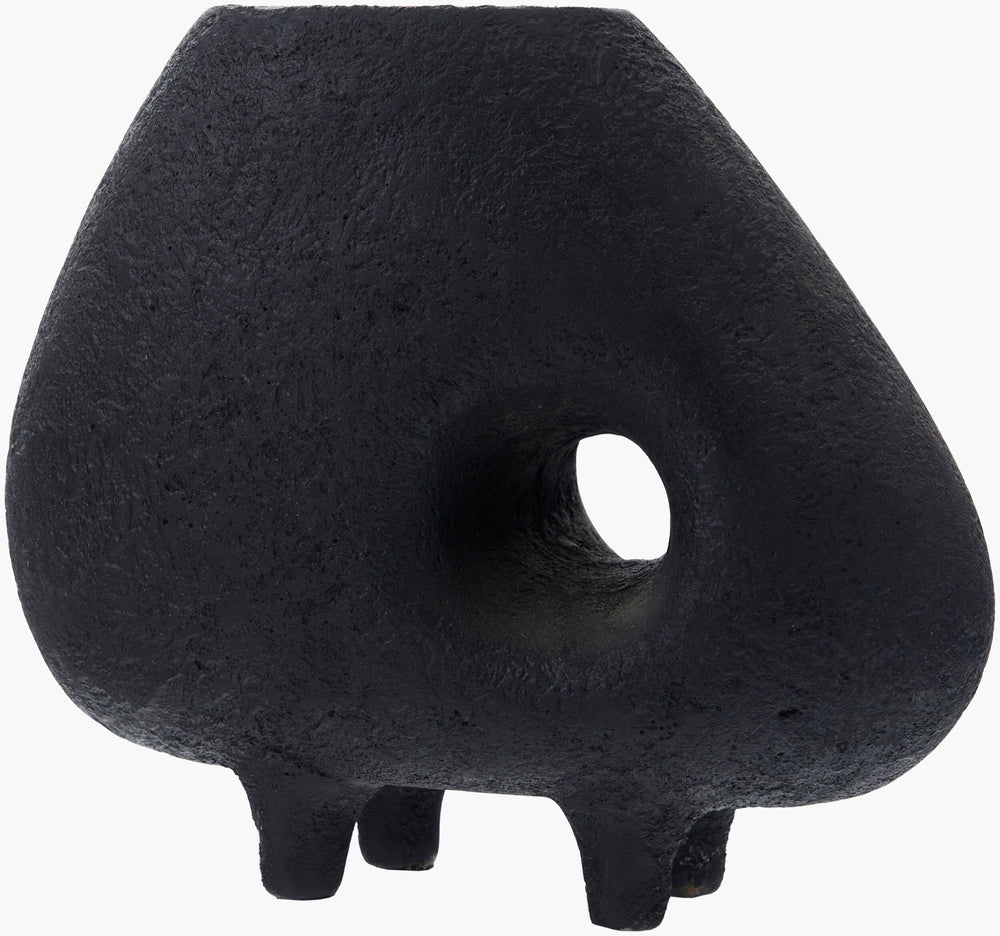 Surya Durvasa Bohemian Terracotta Vase - 9"H X 10"W X 5"D, Exotic Decorative Accent For Home Charm Black Terracotta Dsv001-9105