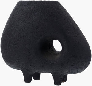 Surya Durvasa Bohemian Terracotta Vase - 9"H X 10"W X 5"D, Exotic Decorative Accent For Home Charm Black Terracotta Dsv001-9105