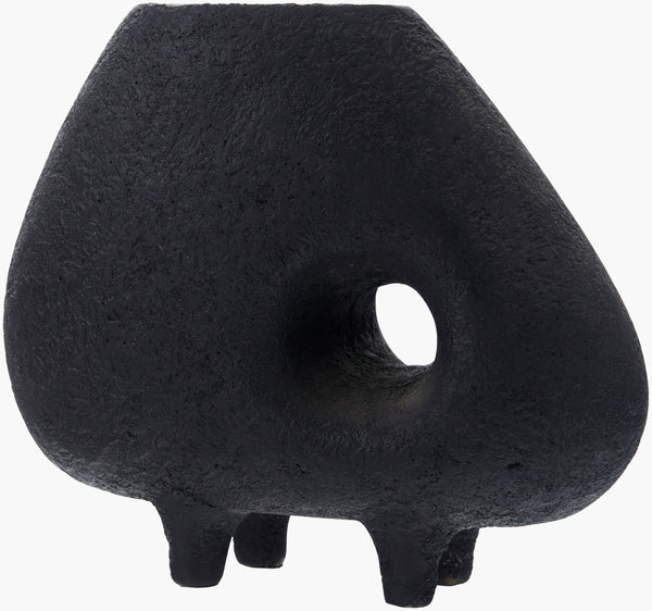 Surya Durvasa Bohemian Terracotta Vase - 9"H X 10"W X 5"D, Exotic Decorative Accent For Home Charm Black Terracotta Dsv001-9105