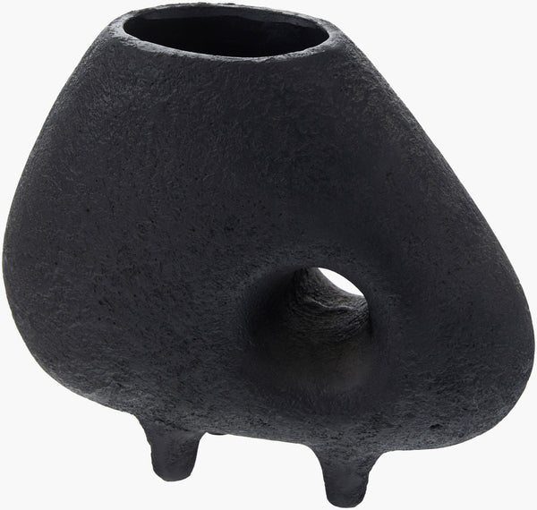 Surya Durvasa Bohemian Terracotta Vase - 9"H X 10"W X 5"D, Exotic Decorative Accent For Home Charm Black Terracotta Dsv001-9105