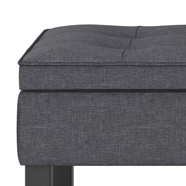 English Elm Cosmopolitan Storage Ottoman Bench - Stylish Slate Grey With Lift-Up Lid & Open Shelf For Versatile Use B136P158565