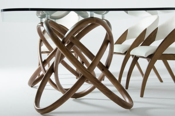 VIG Furniture Mason Sculptural Glass & Walnut Dining Table With Tempered 94" Top And Intersecting Ash Base VGCSDT-16092