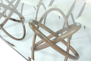 VIG Furniture Mason Sculptural Walnut Dining Set With Glass Top & 8 Cream Leatherette Chairs — Modern Gallery Appeal VGCSMASON-SET