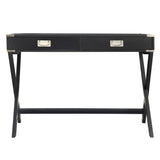 Homelegance By Top-Line Beatrix X-Base Wood Accent Campaign Writing Desk Black MDF