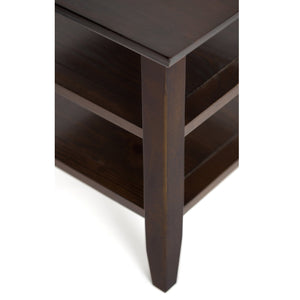English Elm Acadian Solid Wood Narrow Side Table - Elegant Brunette Finish With Open Shelves For Small Spaces B136P159400