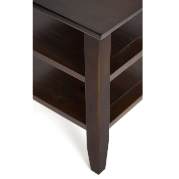 English Elm Acadian Solid Wood Narrow Side Table - Elegant Brunette Finish With Open Shelves For Small Spaces B136P159400